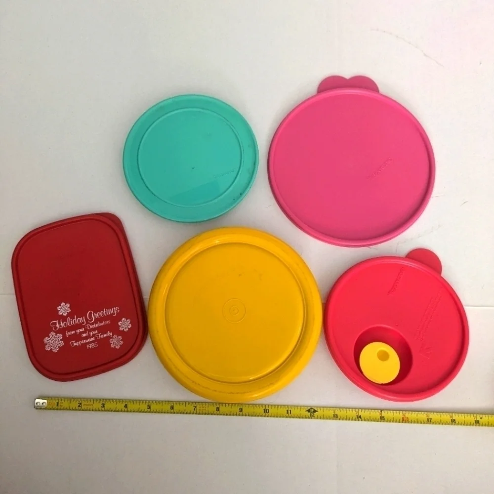Vintage -5 Tupperware Lids Only Replacement Pieces/Parts.